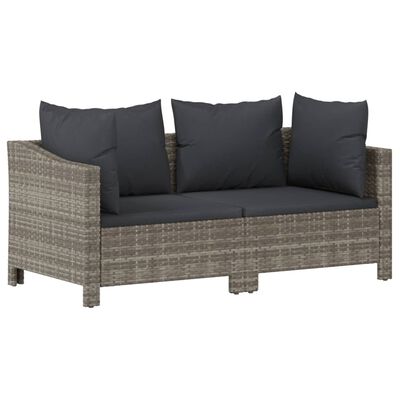 vidaXL 7-tlg. Garten-Lounge-Set mit Kissen Grau Poly Rattan