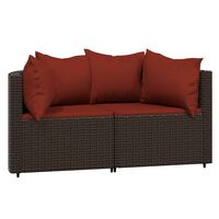 vidaXL Garten-Ecksofas mit Kissen 2 Stk. Braun Poly Rattan