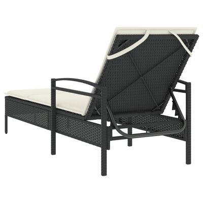 vidaXL Sonnenliege mit Auflage Schwarz 63x200x81 cm Poly Rattan