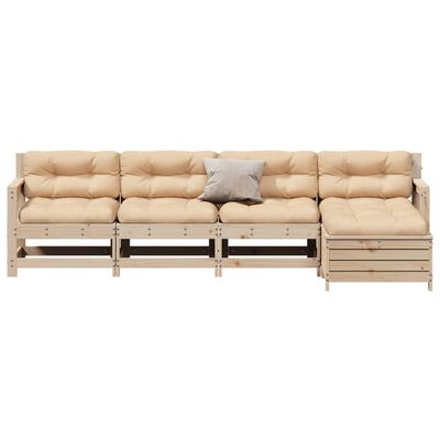 vidaXL 5-tlg. Garten-Lounge-Set mit Kissen Massivholz Kiefer