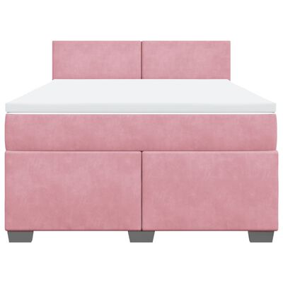 vidaXL Boxspringbett mit Matratze Rosa 140x200 cm Samt