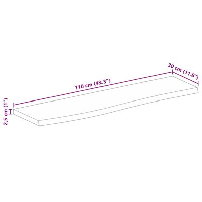 vidaXL Tischplatte 110x30x2,5 cm Baumkante Massivholz Raues Mangoholz