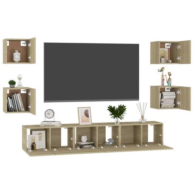 vidaXL 7-tlg. TV-Schrank-Set Sonoma-Eiche Holzwerkstoff