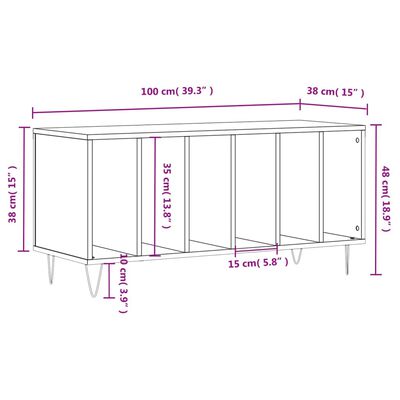 vidaXL Plattenschrank Räuchereiche 100x38x48 cm Holzwerkstoff