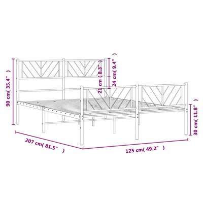 vidaXL Bettgestell mit Kopf- und Fußteil Metall Schwarz 120x200 cm