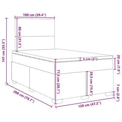 vidaXL Boxspringbett mit Matratze Blau 120x200 cm Samt