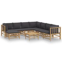 vidaXL 9-tlg. Garten-Lounge-Set mit Dunkelgrauen Kissen Bambus