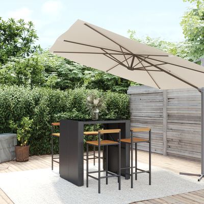 vidaXL 5-tlg. Gartenbar-Set Schwarz Poly Rattan & Massivholz Akazie