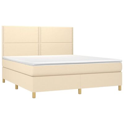 vidaXL Boxspringbett mit Matratze Creme 160x200 cm Stoff