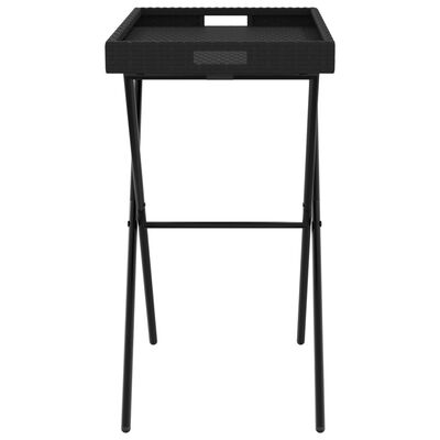 vidaXL Tabletttisch Klappbar Schwarz 65x40x75 cm Poly Rattan