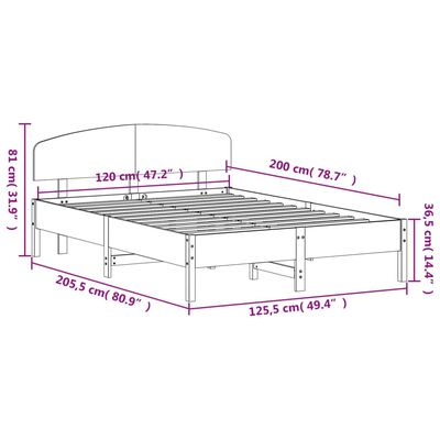 vidaXL Massivholzbett ohne Matratze Weiß 120x200 cm Kiefernholz