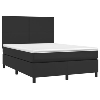 vidaXL Boxspringbett mit Matratze & LED Schwarz 140x200 cm Kunstleder