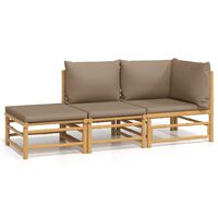 vidaXL 3-tlg. Garten-Lounge-Set mit Taupe Kissen Bambus