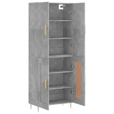 vidaXL Highboard Betongrau 69,5x34x180 cm Holzwerkstoff