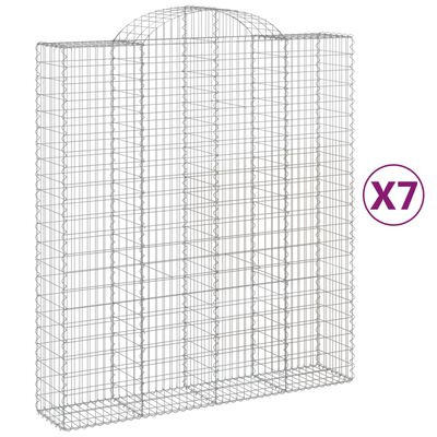 vidaXL Gabionen mit Hochbogen 7 Stk. 200x50x220/240cm Verzinktes Eisen