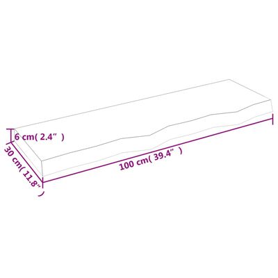 vidaXL Waschtischplatte Dunkelbraun 100x30x(2-6)cm Massivholz