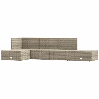 vidaXL 5-tlg. Garten-Lounge-Set mit Kissen Grau Poly Rattan