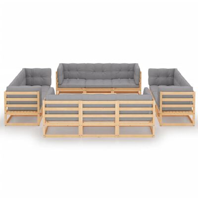 vidaXL 13-tlg. Garten-Lounge-Set mit Kissen Kiefer Massivholz