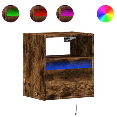 vidaXL TV-Wandschrank mit LED-Beleuchtung Räuchereiche 41x31x45 cm