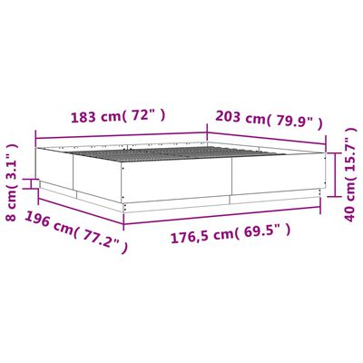 vidaXL Bettgestell Betongrau 180x200 cm Holzwerkstoff