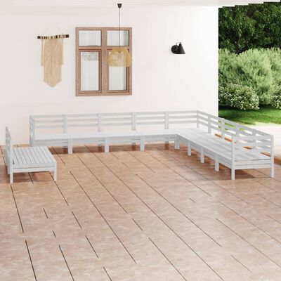 vidaXL 11-tlg. Garten-Lounge-Set Massivholz Kiefer Weiß