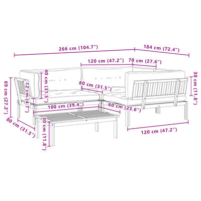 vidaXL 4-tlg. Garten-Sofagarnitur aus Paletten mit Kissen Akazienholz