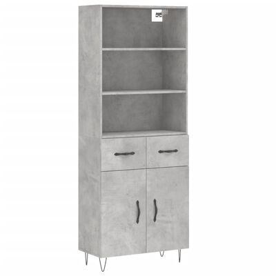 vidaXL Highboard Betongrau 69,5x34x180 cm Holzwerkstoff