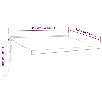 vidaXL Markise Einziehbar Anthrazit 3,5x2,5 m Stoff und Aluminium