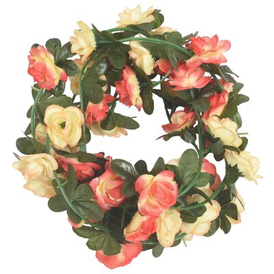 vidaXL Weihnachtskränze Blumen 6 Stk. Rosarot Champagnerfarben 215 cm