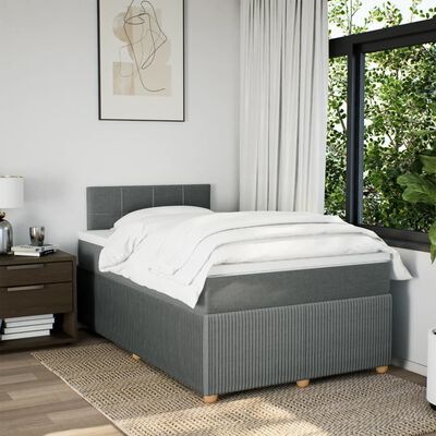 vidaXL Boxspringbett mit Matratze Dunkelgrau 120x190 cm Stoff