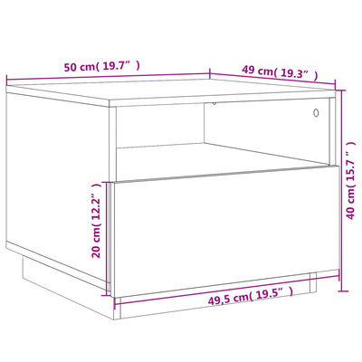 vidaXL Couchtisch mit LED-Leuchten Schwarz 50x49x40 cm