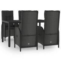 vidaXL 5-tlg. Garten-Essgruppe mit Kissen Schwarz Poly Rattan