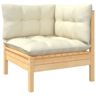 vidaXL 7-tlg. Garten-Lounge-Set mit Creme Kissen Kiefernholz