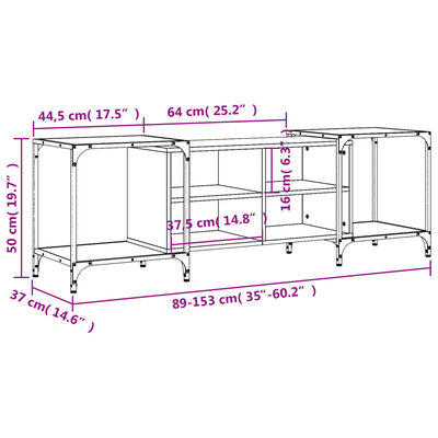 vidaXL TV-Schrank Grau Sonoma 153x37x50 cm Holzwerkstoff