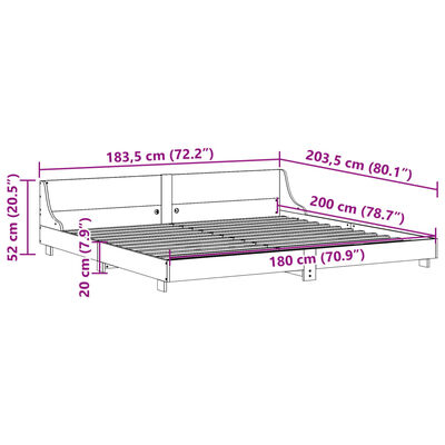 vidaXL Massivholzbett ohne Matratze Weiß 180x200 cm Kiefernholz