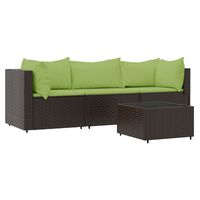 vidaXL 4-tlg. Garten-Lounge-Set mit Kissen Braun Poly Rattan