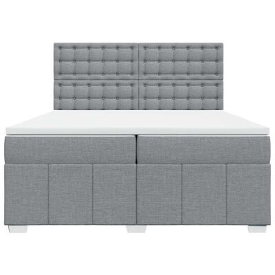 vidaXL Boxspringbett mit Matratze Hellgrau 200x200 cm Stoff