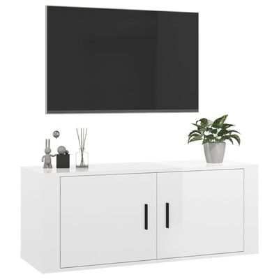 vidaXL TV-Wandschrank Hochglanz-Weiß 100x34,5x40 cm