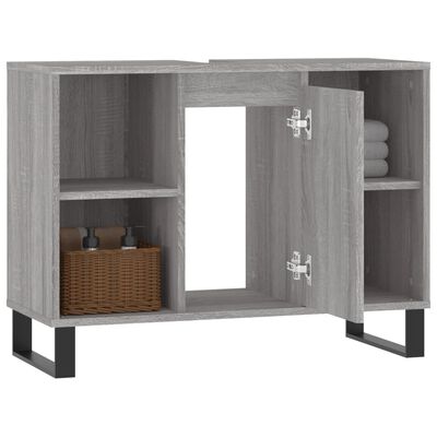 vidaXL Badschrank Grau Sonoma 80x33x60 cm Holzwerkstoff