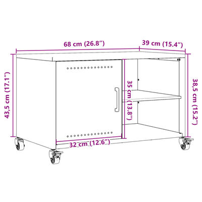 vidaXL TV-Schrank Rosa 68x39x43,5 cm Stahl