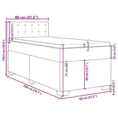 vidaXL Boxspringbett mit Matratze Cappuccino-Braun 80x200cm Kunstleder