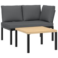 vidaXL 2-tlg. Garten-Sofagarnitur mit Kissen Schwarz Aluminium