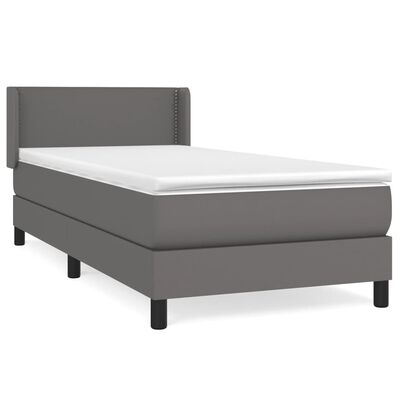 vidaXL Boxspringbett mit Matratze Grau 90x200 cm Kunstleder