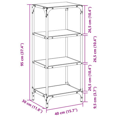 vidaXL Regal mit Glasböden Transparent 40x30x95 cm Stahl