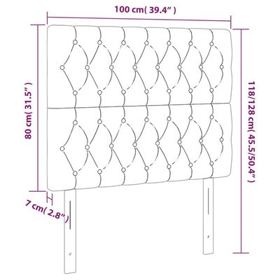 vidaXL LED Kopfteil Hellgrau 100x7x118/128 cm Stoff