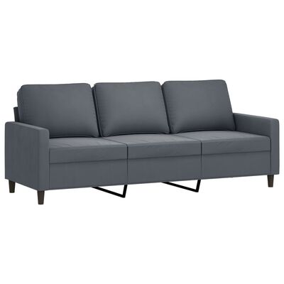 vidaXL 3-Sitzer-Sofa mit Hocker Dunkelgrau 180 cm Samt