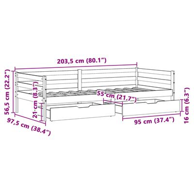 vidaXL Tagesbett mit Schubladen 90x200 cm Massivholz Kiefer