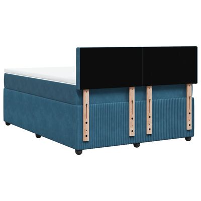 vidaXL Boxspringbett mit Matratze Blau 140x190 cm Samt