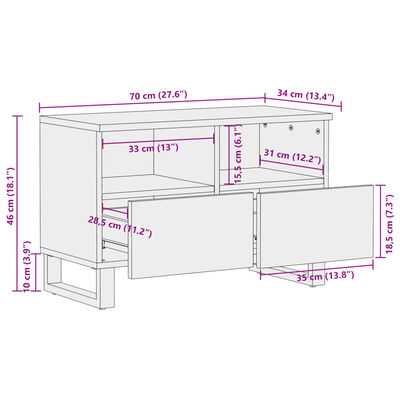 vidaXL TV-Schrank 70x34x46 cm Massivholz Akazie