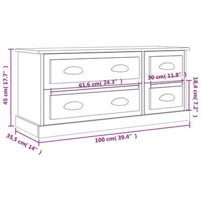 vidaXL TV-Schrank Grau Sonoma 100x35,5x45 cm Holzwerkstoff